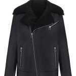 Men's Black Biker Shearling Jacket