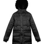 Melvin Mens Black Puffer Jacket with Faux Fur Trim Hood