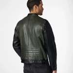 Dark Green With Black Leather Jacket