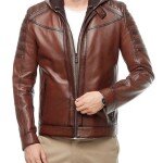 Men’s Stylish Brown Leather Hooded Jacket