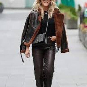 Ashley Roberts Christmas Shearling Aviator Jacket