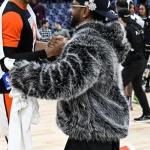 Caesars Arena Big Sean Grey Fur Jacket