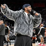 Caesars Arena Big Sean Grey Fur Jacket