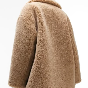 Borg Notch Collar Faux Shearling Coat