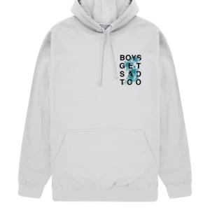 Boys Get Sad Too White Hoodie