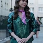 Emily Cooper Emily In Paris Green Metallic Jacket