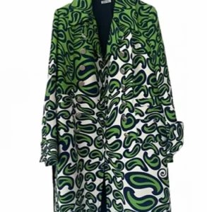 Emily in Paris S03 Lily Collins Green Printed Coat