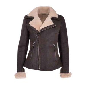 Women's Aviator Brown Leather Shearling Jacket