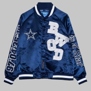 By Way of Dallas Cowboys Reflective Star Satin Varsity Jacket