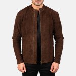 Charcoal Mocha Suede Biker Jacket