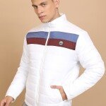 Colourblocked Stand Collar Puffer Jacket