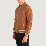 Cooper Black Leather Varsity Jacket