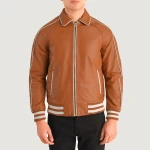 Cooper Black Leather Varsity Jacket