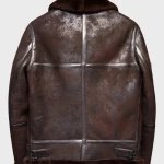 Distressed B3 Men Brown Leather Shearling Jacket