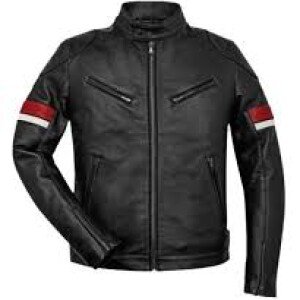 Ducati Black Leather Red And White Striped Jacket