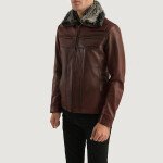 Mens Fur Brown Leather Jacket