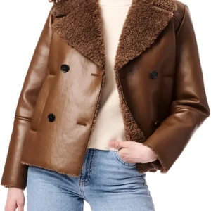 Faux Shearling Double Breasted Coat