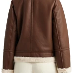 Faux Shearling Trim Faux Leather Jacket