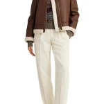 Faux Shearling Trim Faux Leather Jacket