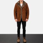 Furlong Brown Suede Leather Coat