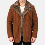 Furlong Brown Suede Leather Coat