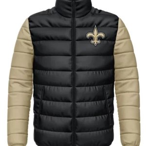 New Orleans Saints Black and Beige Jacket