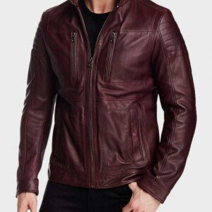 Oliver Arrow Maroon Leather Jacket