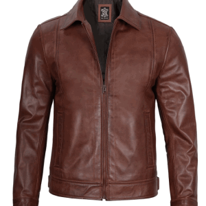 Reeves Mens Harrington Premium Brown Leather Jacket