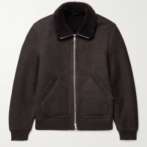 Men Shearling Leather Jacket With Fur