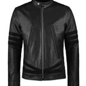 Men’s 3 Black Stripes Biker Leather Jacket