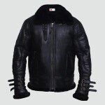 Mens Affliction Black Shearling Jacket