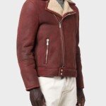 Men’s Aviator Burgundy Leather Jacket