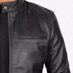 Men's Black Lambskin Leather Cafe Racer Jacket