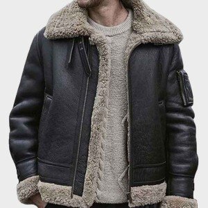 Mens Black Sheepskin Shearling Jacket