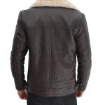 Mens Brown Asymmetrical Shearling Leather Jacket