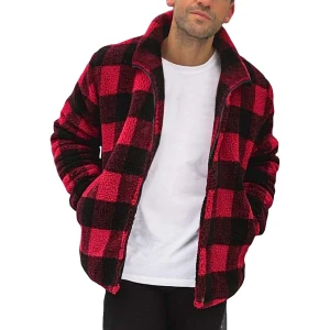 Mens Fuzzy Sherpa Jacket Casual Winter