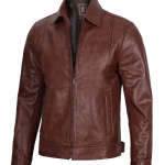 Reeves Mens Harrington Premium Brown Leather Jacket