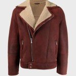 Men’s Aviator Burgundy Leather Jacket