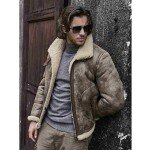 Men's Distressed Shearling Leather Jacket