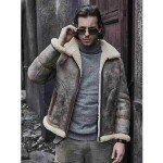 Men's Distressed Shearling Leather Jacket