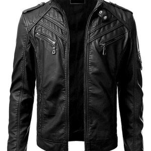 Mens Retro Motorcycle Leather Jacket