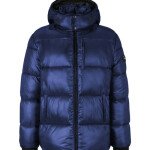 Salvador Mens Blue Puffer Jacket - Removable Hood