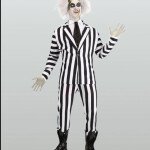 Beetlejuice Black And White Zebra Stripes Costume Suit