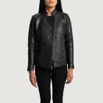 Orient Grain Quilted Black Leather Biker Jacket