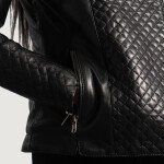 Orient Grain Quilted Black Leather Biker Jacket