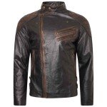 Skull Rider Distressed Brown Jacket