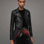 Elora Cropped Leather Biker Jacket