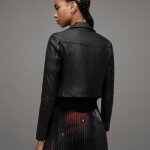 Elora Cropped Leather Biker Jacket