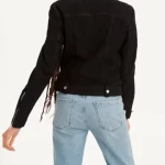 Women Black Motorcycle Suede Leather Jacket