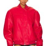 Red Leather Bomber Jacket